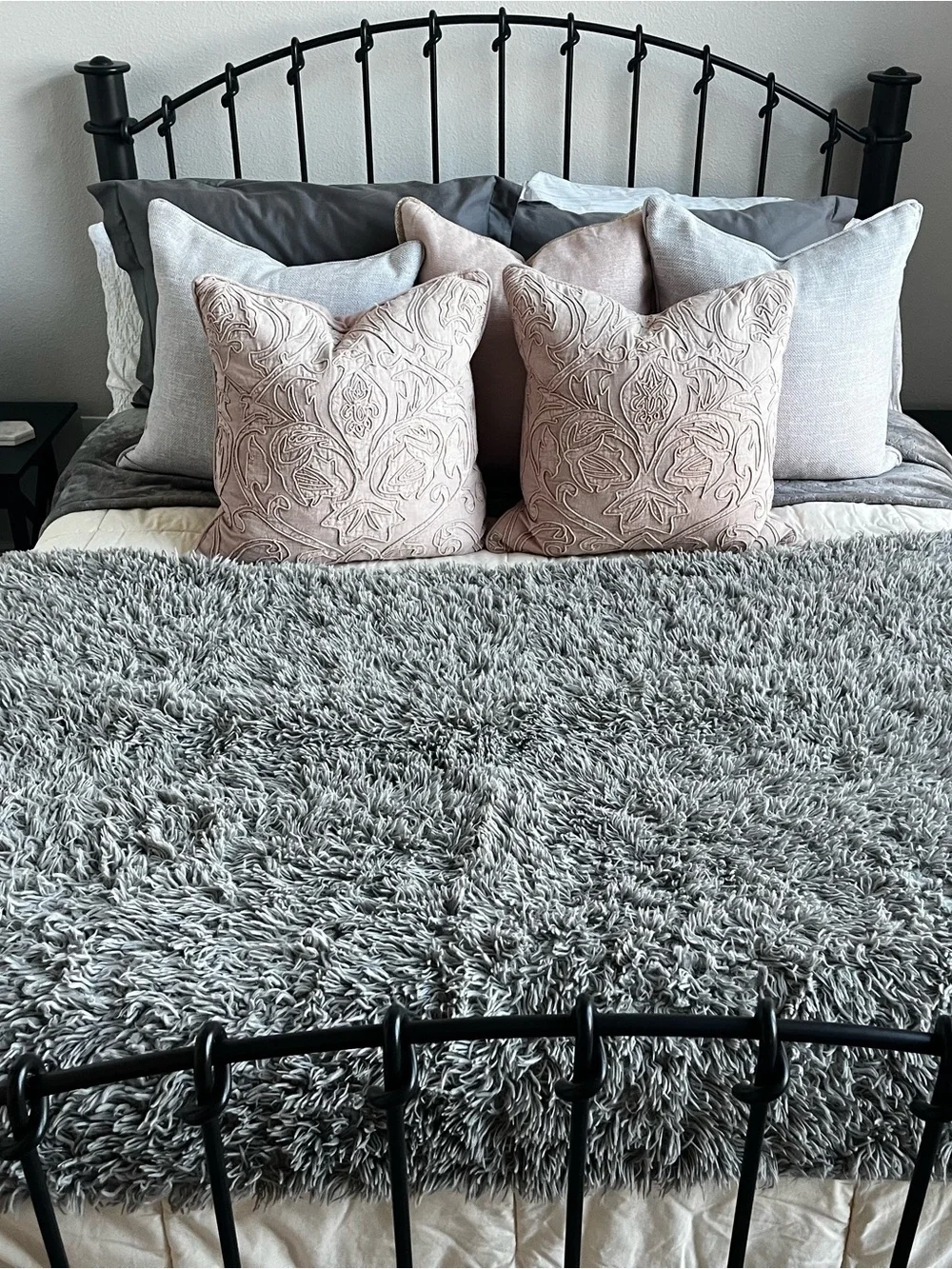 Gray Shag Throw Blanket - Plush Home Bedding